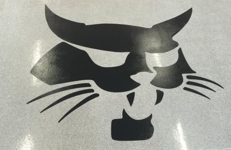 Deco tread with Bobcat Logo stencil, Bobcat of Lima. 
